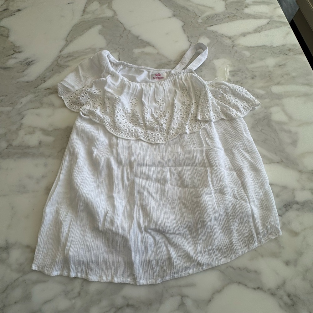 Justice Top White Eyelet Ruffle